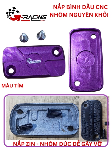 Nắp Bình dầu nhôm CNC nguyên khối Màu Tím