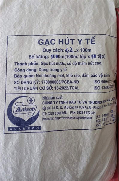 Gạc hút khổ 1,2m KVT (100mét/tệp) - An Lành