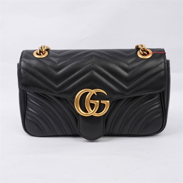 Túi GG Marmont đen (443497-520981) sz25 (BMC) KG+