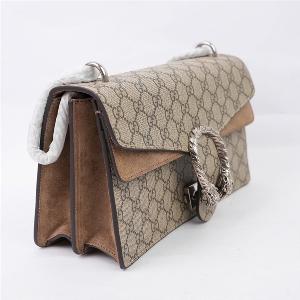 Túi GG Dionysus xám viền nâu (400249-486628) sz27 (BMC) KG+