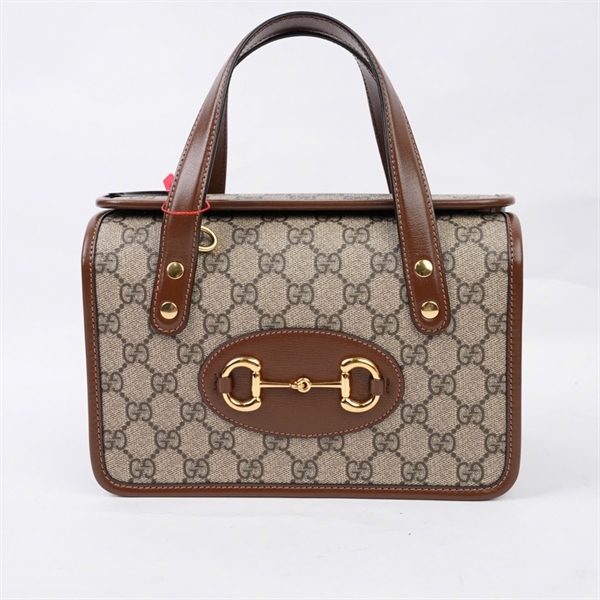 Túi GG Handle xám viền nâu (I035272045) sz23 (HT) +