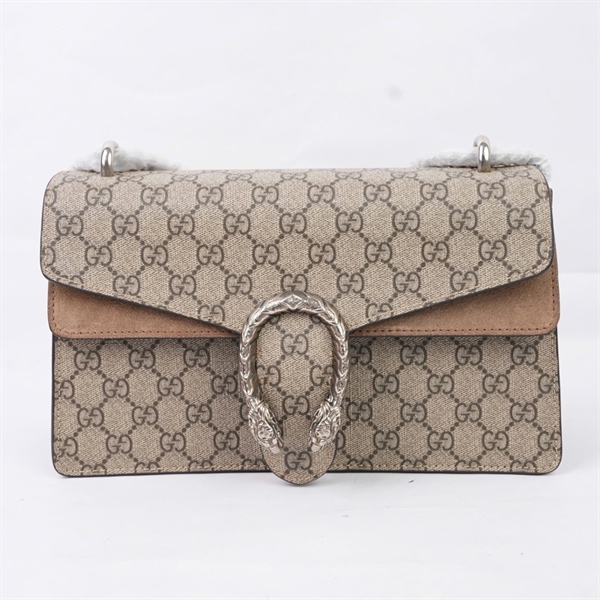 Túi GG Dionysus xám viền nâu (400249-486628) sz27 (BMC) KG+