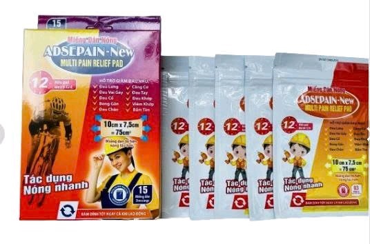 Miếng dán nóng ADSEPAIN - New MULTI PAIN RELIEF PAD - IGG Việt Nam (Hộp 5 gói)