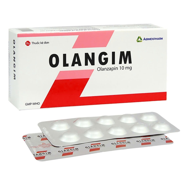 Viên nén bao phim Olangim 10mg Agimexpharm Điều trị chứng loạn thần không điển hình (Hộp 5 vỉ x 10 viên)