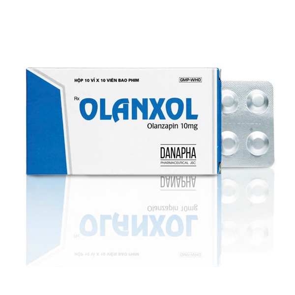 Viên nén bao phim Olanxol 10mg - Danapha - Điều trị chứng loạn thần không điển hình (Hộp 10 vỉ x 10 viên)