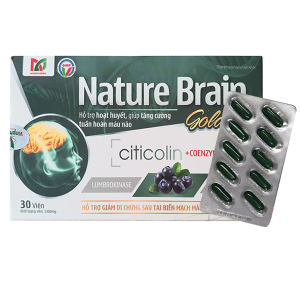 Nature Brain Gold Plus Vinpharm/Natural Hỗ trợ hoạt huyết, hỗ trợ tăng cường tuần hoàn máu não (Hộp 3 vỉ x 10 viên)