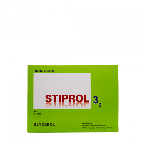 Gel thụt trực tràng Stiprol 3g Hadiphar dùng để thụt trực tràng, điều trị táo bón (6 tuýp)