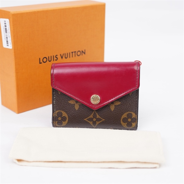 Ví LV hoa nâu nắp đỏ gập 3 (LT) KG+