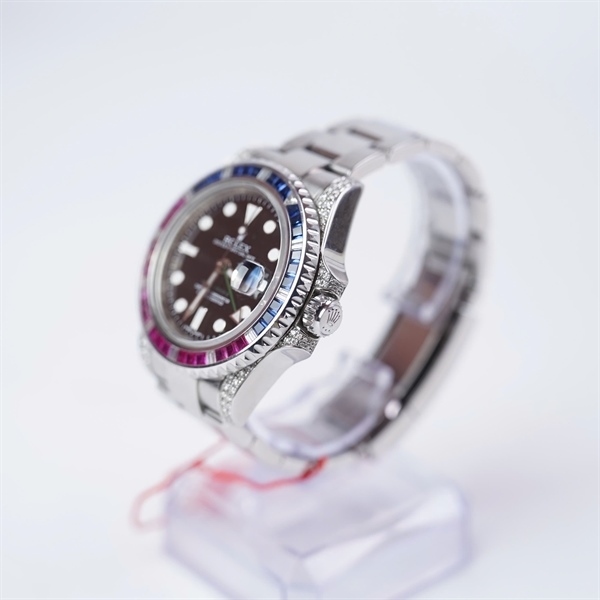 Đồng hồ Rolex bạc viền xanh đỏ kim độ (G744870) sz44 (HC) KG+