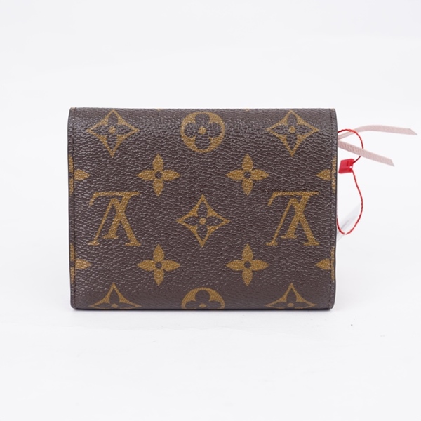 Ví LV hoa nâu gập 3 nút hồng (LT) KG+