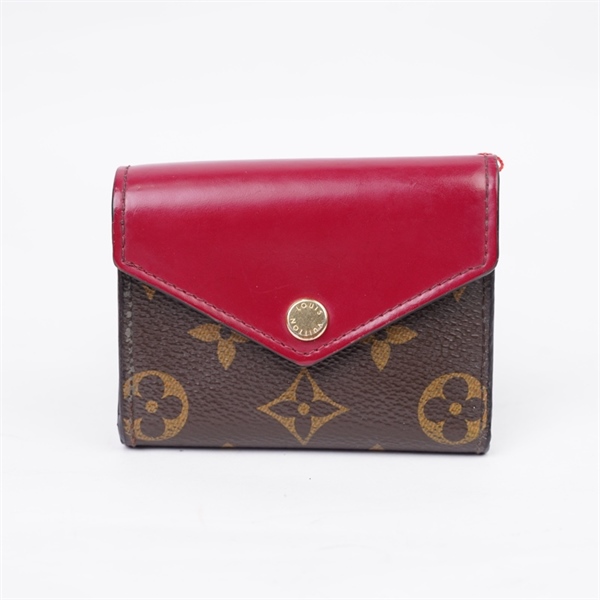 Ví LV hoa nâu nắp đỏ gập 3 (LT) KG+