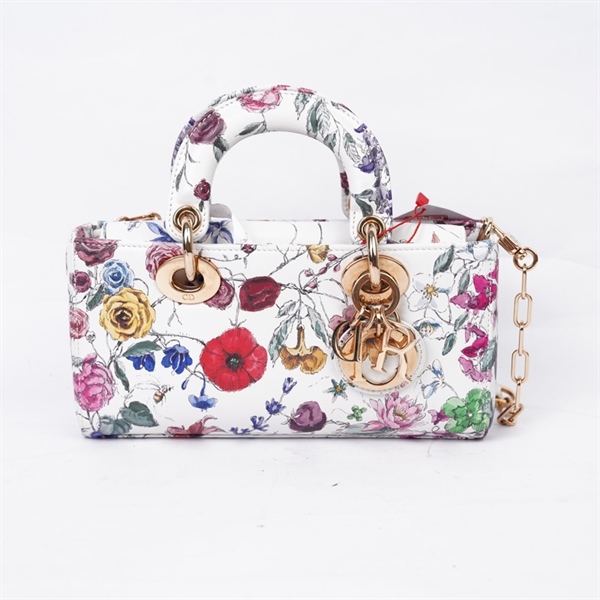 Túi Dior Joy trắng in hoa 2 strap (04-MA-0263) sz20 (A-T) KG+