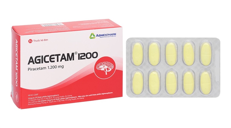 Thuốc Agicetam 1200 Agimexpharm điều trị chóng mặt, suy giảm trí nhớ (Hộp 3 vỉ x 10 viên)