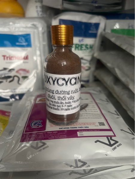 Doxycycine 10g đường ruột, trắng đuôi, thối vây