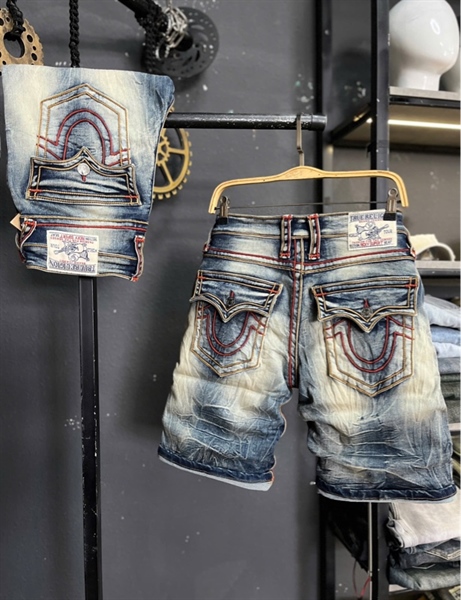 Sort Jean ĐỊA - 3927 xanh bạc was chỉ đỏ SS26