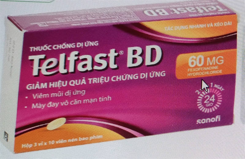 Thuốc chống dị ứng Telfast BD 60mg (H*10viên) - Sanofi