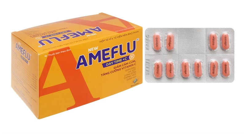 Thuốc New Ameflu Day Time +C OPV điều trị cảm lạnh, cảm cúm (Hộp 10 vỉ x 10 viên)