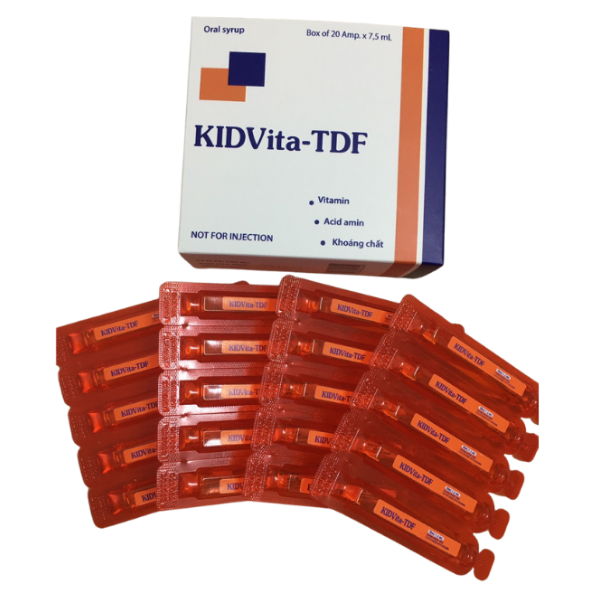 Siro uống KIDVita-TDF bổ sung các vitamin và acid amin thiết yếu cho cơ thể (Hộp 20 ống x 7,5ml- Hà Nam