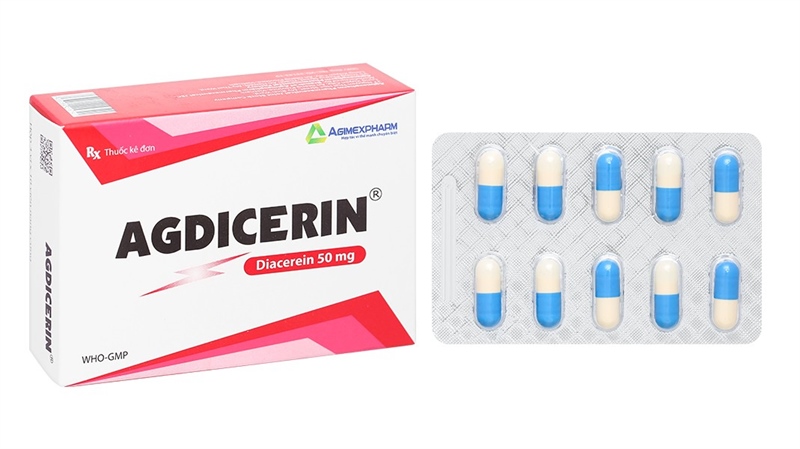 Thuốc Agdicerin 50mg Agimexpharm điều trị triệu chứng các bệnh thoái hóa khớp hông, gối (Hộp 3 vỉ x 10 viên)