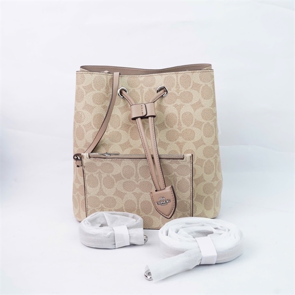 Túi Coach Bucket nude 2strap kèm ví sz21 +