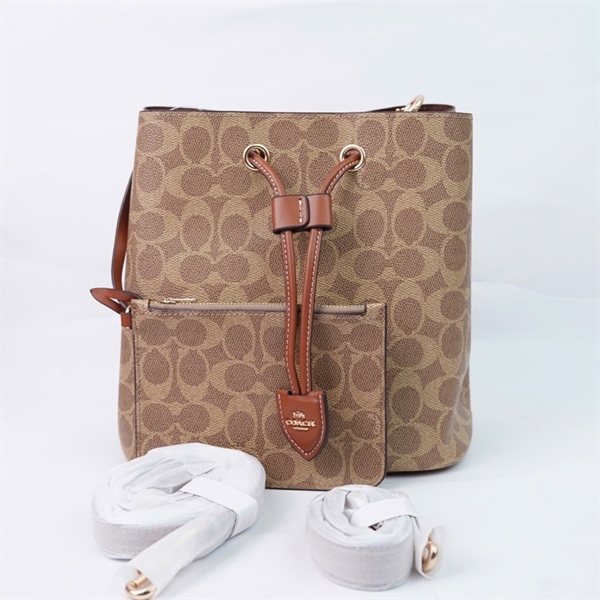 Túi Coach Bucket nâu 2strap kèm ví sz21 +