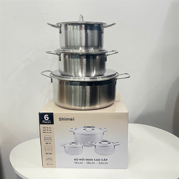 Bộ 3 Nồi Inox Shimei 16/18/24CM ( Thùng 20 )