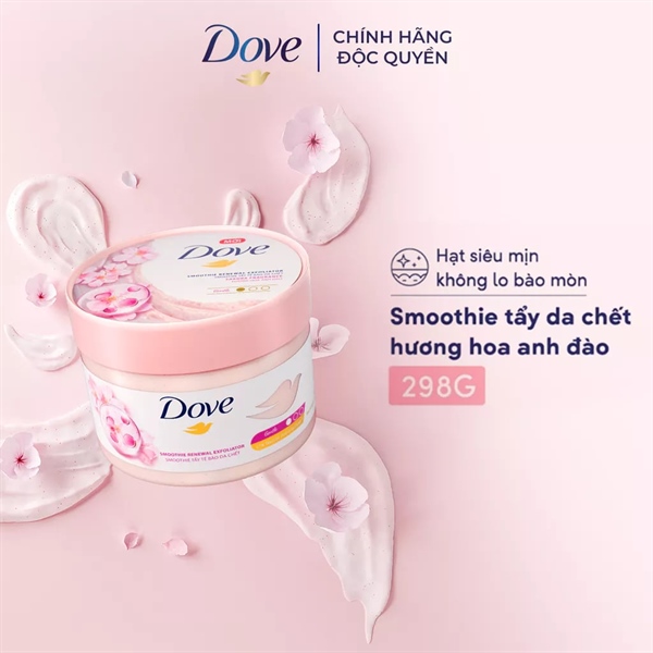 DOVE Tẩy Da Chết DG Ẩm T.Thân Hương Hoa Anh Đào 298g/6 hũ