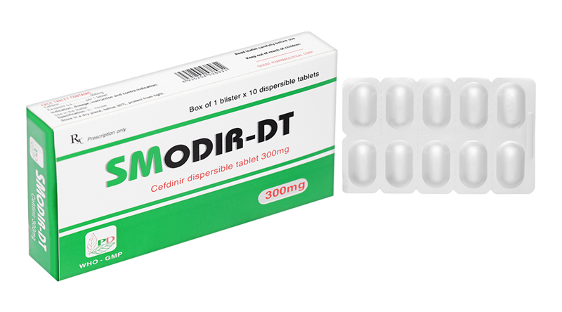 Viên nén phân tán Smodir-DT (Cefdinir 300mg) (Hộp 1 vỉ x 10 viên) - Phương Đông
