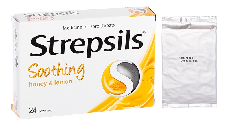 Viên ngậm Strepsils Soothing mật ong & chanh giảm đau họng (2 vỉ x 12 viên)
