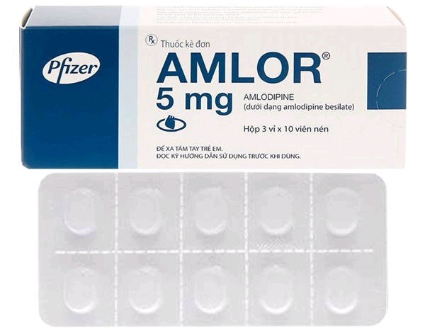 Thuốc AMLOR 5mg Pfizer điều trị tăng huyết áp (Hộp 3 vỉ x 10 viên nén)