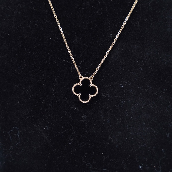 Dây chuyền Van Cleef hoa đen (A-T) KG+