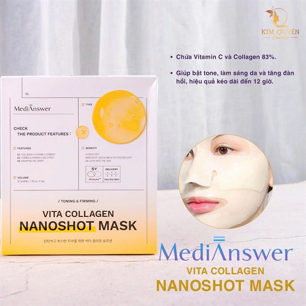 MẶT NẠ THẠCH MEDIANSWER VITA COLLAGEN MẪU MỚI VÀNG