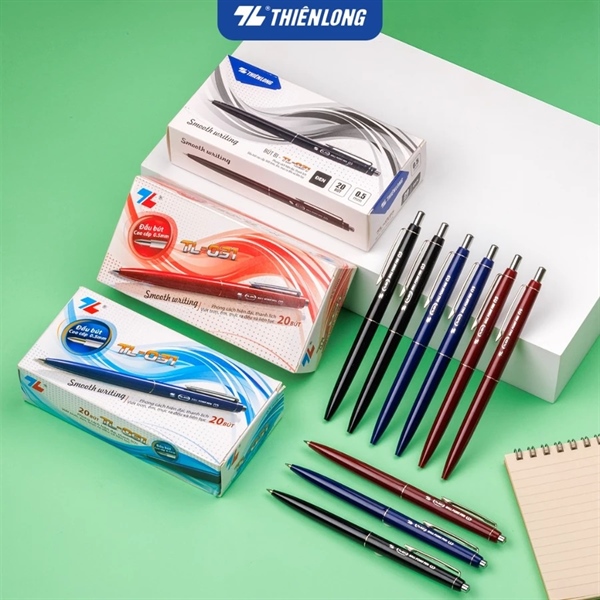 (XANH) Bút bi Thiên Long TL-031 ngòi 0.5mm giắt kim loại mạ crom, kiểu dáng hiện đại