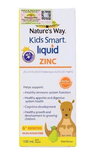 Kẽm Nước Nature's Way Kids Smart Liquid Zinc Giúp Tăng Cường Sức Đề Kháng Cho Bé (Chai 100ml )