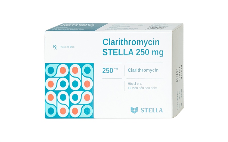 Thuốc Clarithromycin 250mg Stella Điều trị nhiễm khuẩn do vi khuẩn (H*2vỉ*10viên)