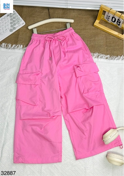 32887- Quần dài túi hộp khóa ngang hồng