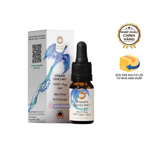 Vitamin D3K2 MK7 Sunday Natural chai 10ml