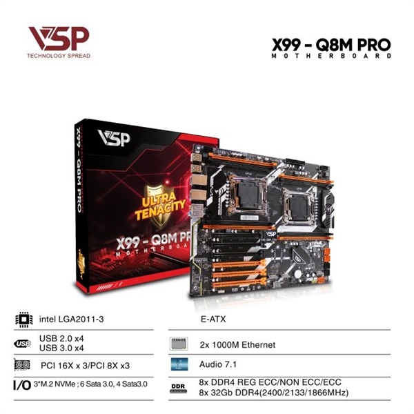 Mainboard VSP X99-Q8M Pro Dual Xeon