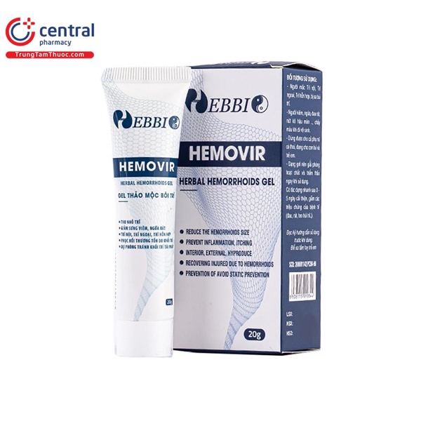 Gel HEMOVIR Alba Gel bôi trĩ nội, trĩ ngoại, nứt kẽ hậu môn) - Hộp 1 tuýp 20g