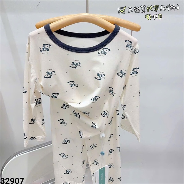 32907- Bộ Tencel TD- LOVE DOG Nền Kem
