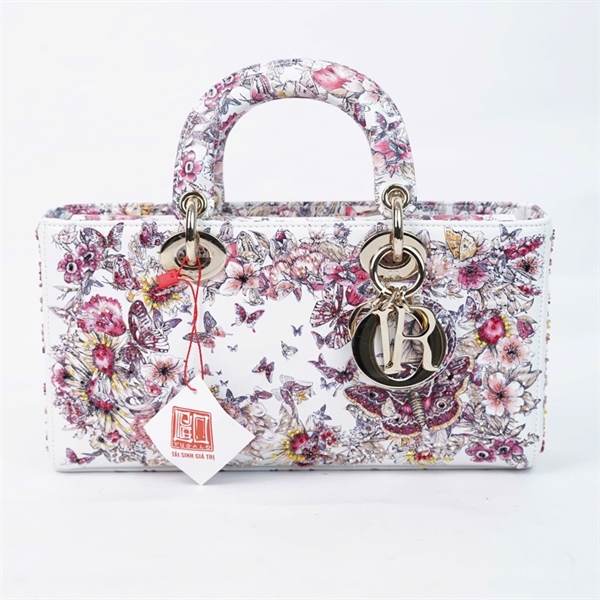 Túi Dior Joy trắng in họa tiết 2strap (04-MA-1221) (HC) sz26 +