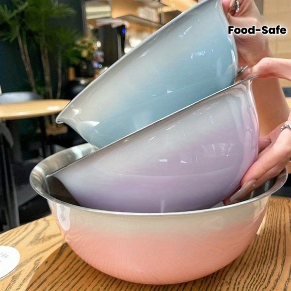 Set 3 Thau INOX Chia Vạch Có Màu ( Thùng 200 )