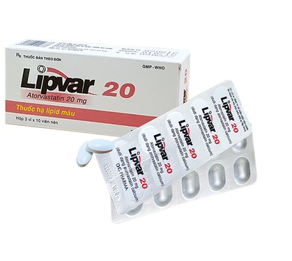 Thuốc Lipvar ( atorvastatin 20mg ) DHG Pharma hạ lipid máu (3 vỉ x 10 viên)