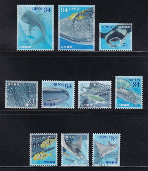 Bộ 10 Tem Nhật Bản - Sinh Vật Biển P.5 | Japan - Sea Creatures Series Vol.5 84yen 2021 C2511 (10) | Used/CTO