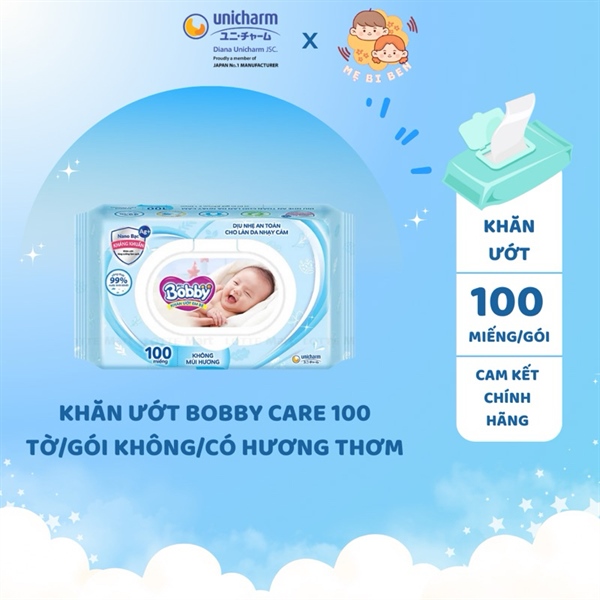 Khăn ướt không mùi hương ( bobby care ) (Hộp*100miếng) - Diana