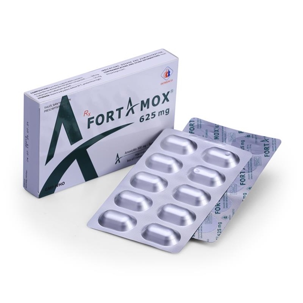 FORTAMOX 625mg (Amoxycilin 500mg + Sulbactam 125mg) (Hộp 2 vỉ x 10 viên) - Domesco