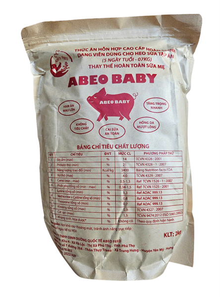 BABY-Thức Ăn HH cao cấp hoàn chỉnh dạng viên dùng cho heo sữa tập ăn (Từ 5 ngày tuổi - 07kg)