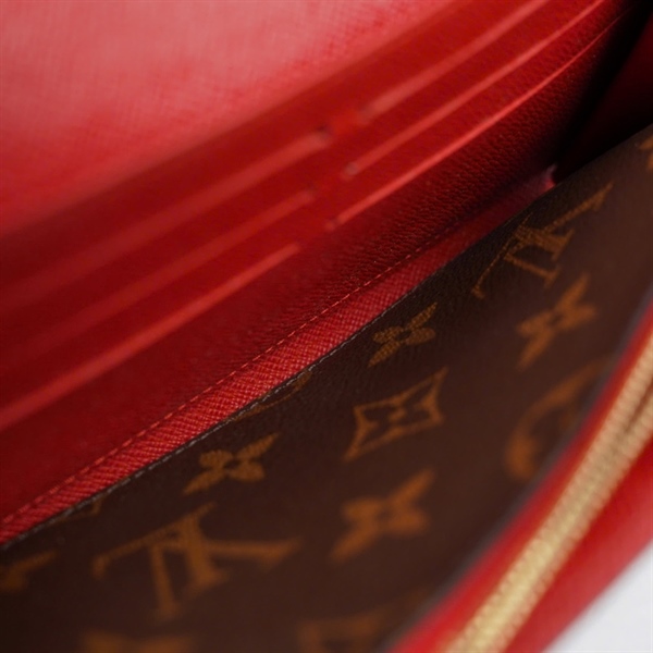 Ví LV hoa nâu viền đỏ (MI2186) (LT) KG+