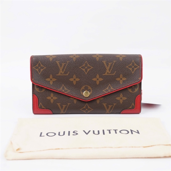 Ví LV hoa nâu viền đỏ (MI2186) (LT) KG+