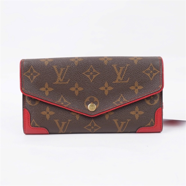 Ví LV hoa nâu viền đỏ (MI2186) (LT) KG+